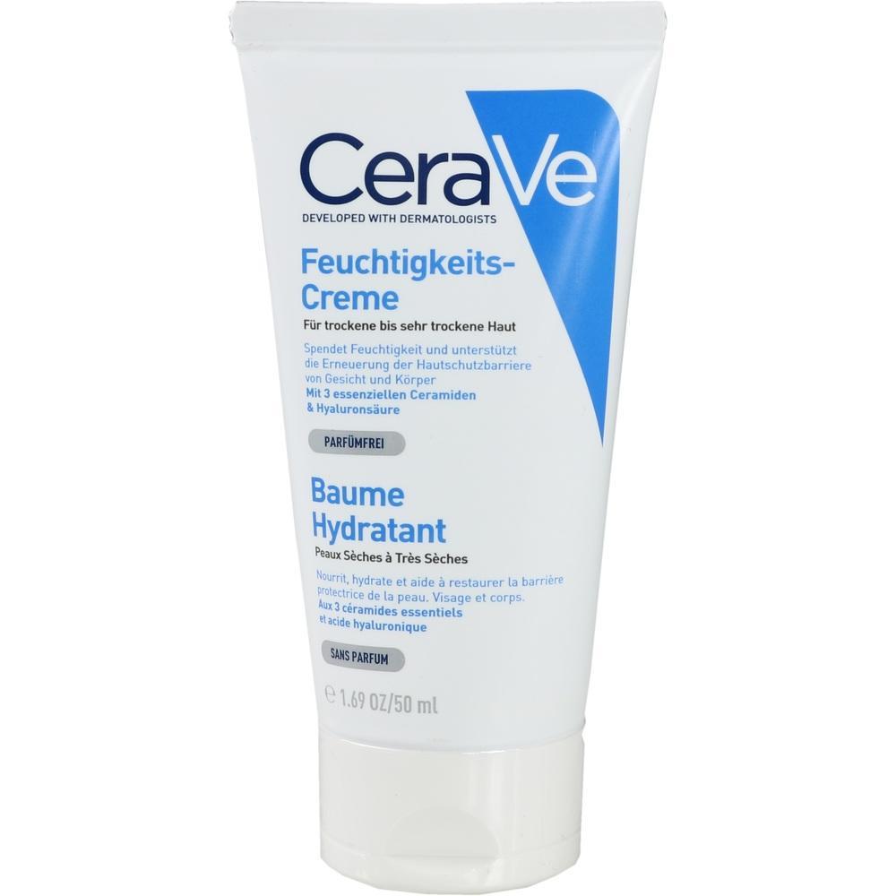 Eine Tube CeraVe Feuchtigkeitscreme für trockene Haut.